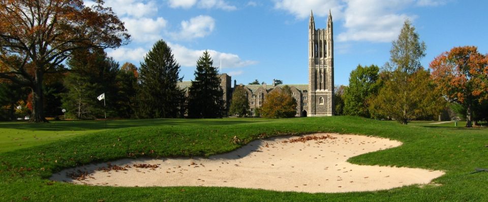 Photo of the Graduate School Tower for Princeton University as seen from Srpingdale GC